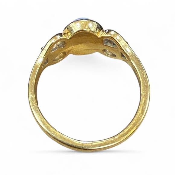 Gold Cameo Opal Faux Diamond Ring Size 9 - Picture 3 of 6
